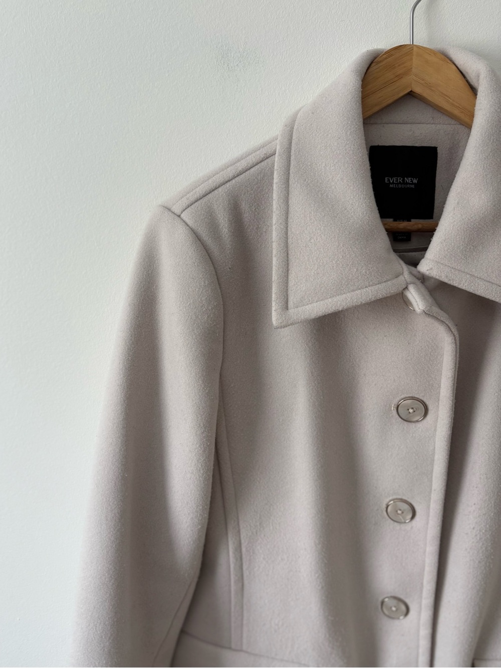 Ever New Classic Ivory Collared Coat Size US 10 Tailored Wool Look Fall Classic - Picture 3 of 13